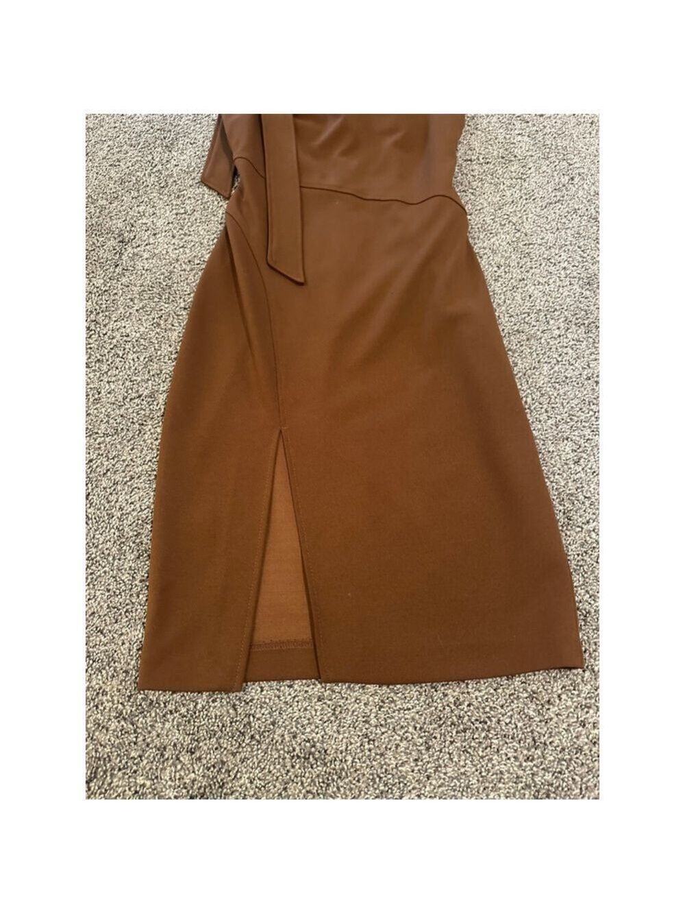 Calvin Klein Brown Bow Shoulder Midi Dress Size 2 - Picture 4 of 13